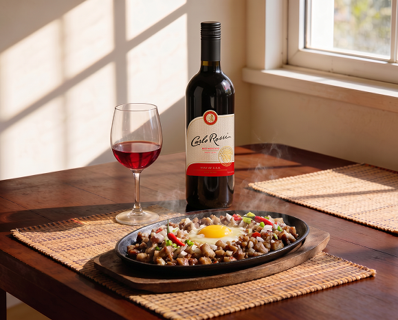 recommended food pairing red moscato sisig